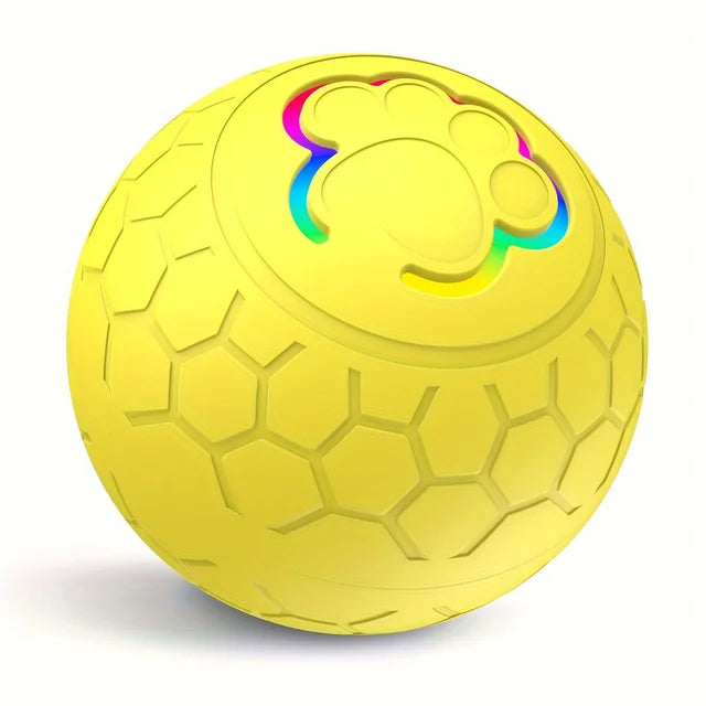 Yellow ball with textured surface and colorful on a white background