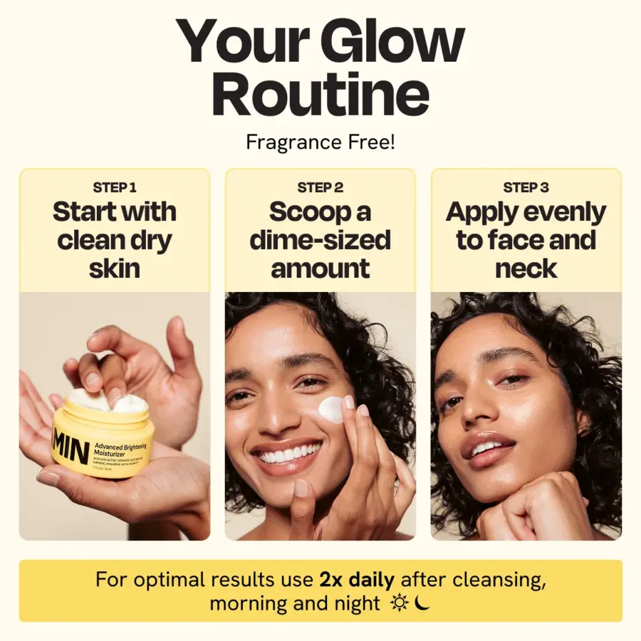 Cosmetic product with step-by-step instructions for use on a white background