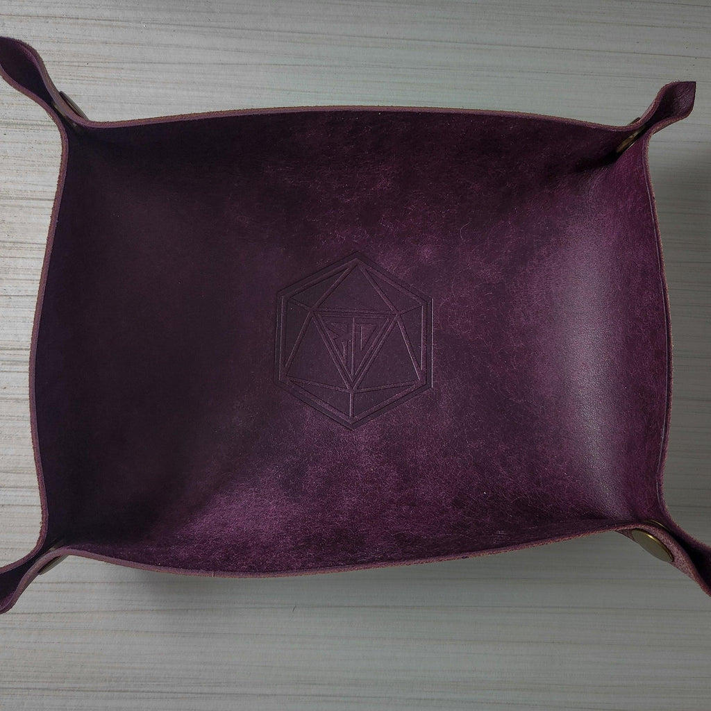 Purple leather dice roll tray