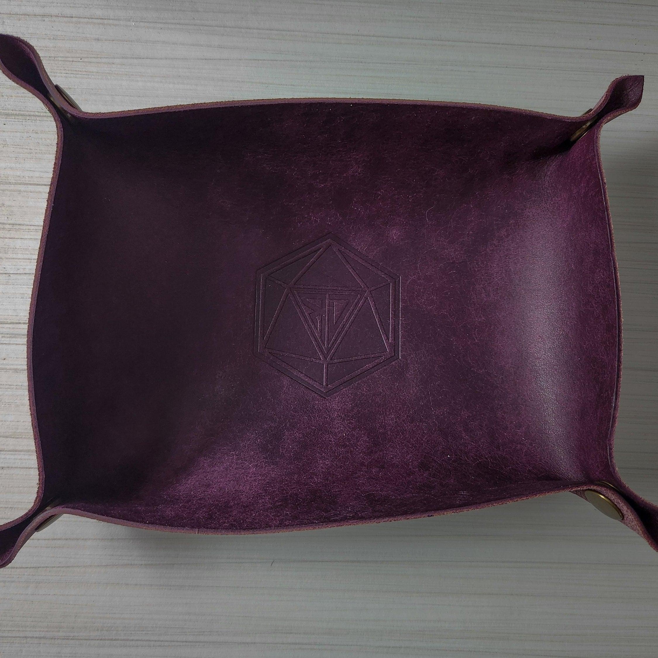 Purple leather dice roll tray