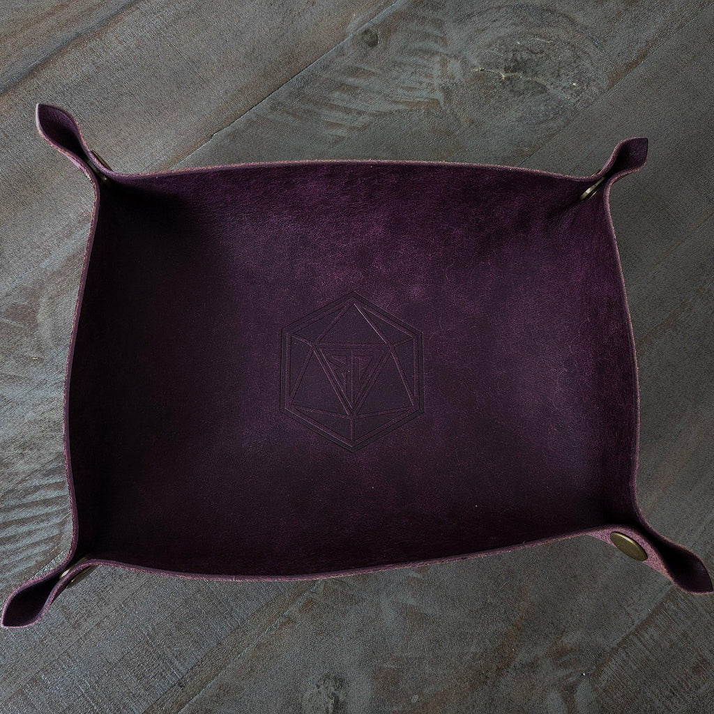 Purple leather dice roll tray