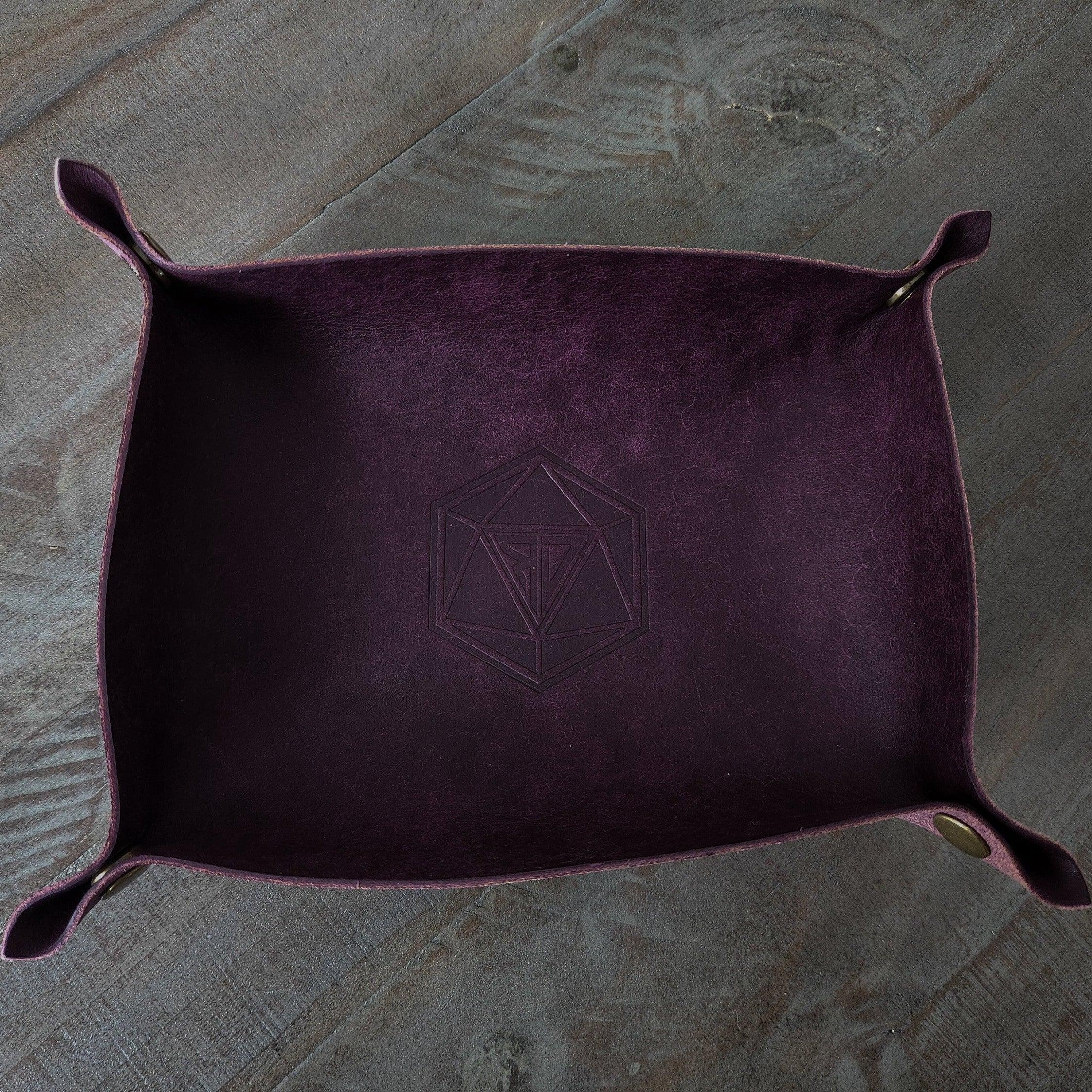 Purple leather dice roll tray