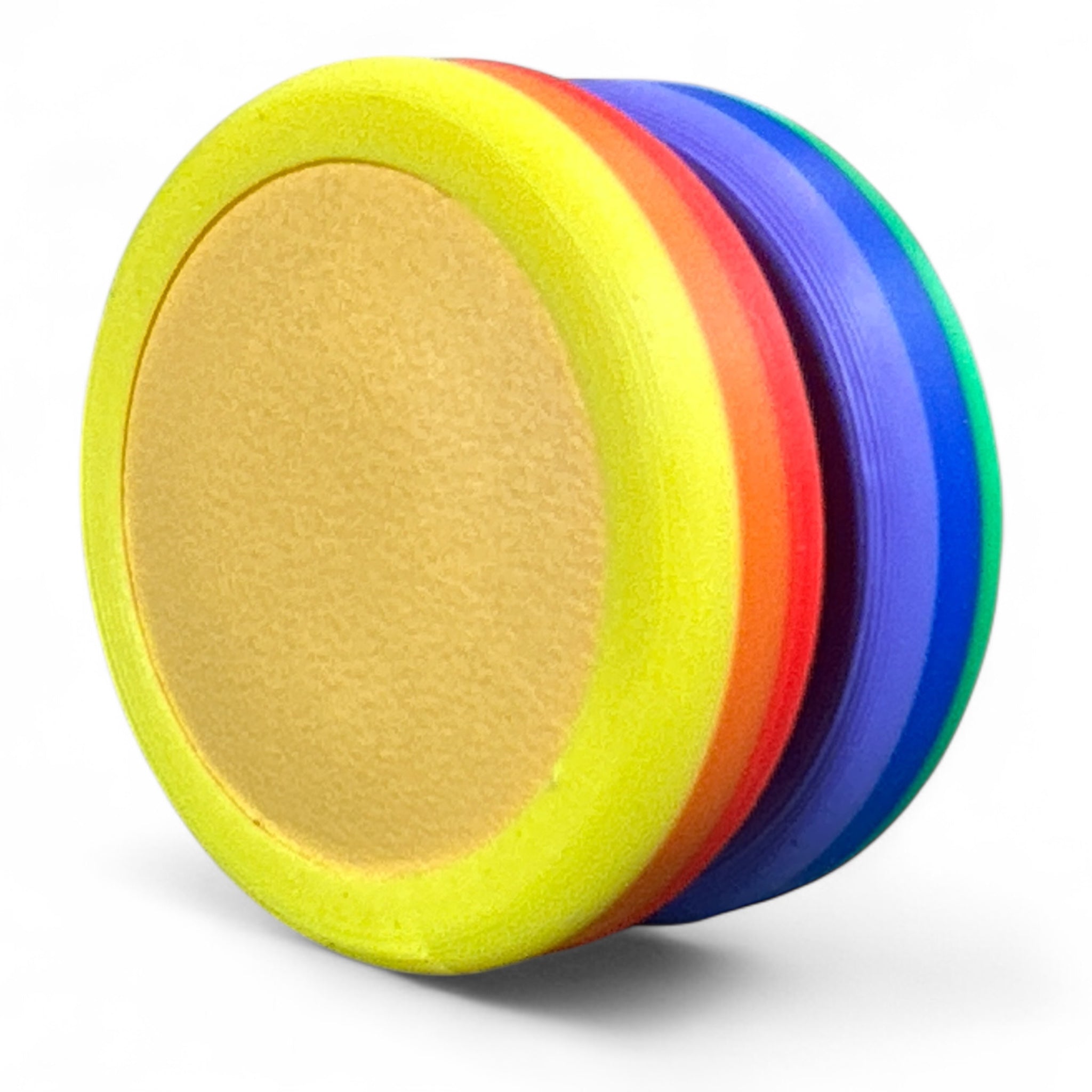 Set of colorful foam rings on a white background