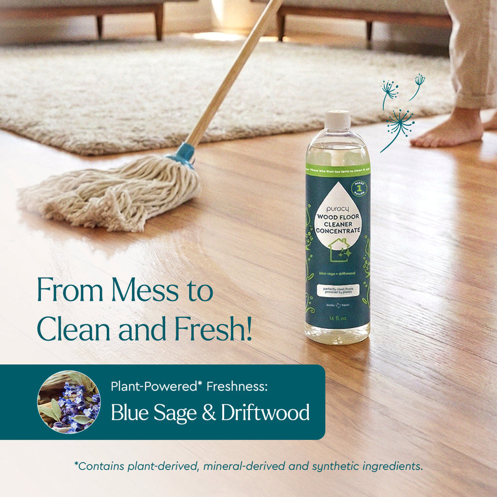 a concentrate bottle with mop blue sage and driftwood