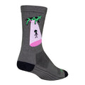 Gray sock with a colorful design on a white background
