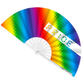 Rainbow-colored fan with 'Pride' text on a white background