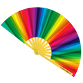Colorful fan with a rainbow pattern on a white background