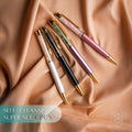 Set of four decorative pens on a beige fabric background with text 'Self-Cleansing Super Set 4 PCS'.
